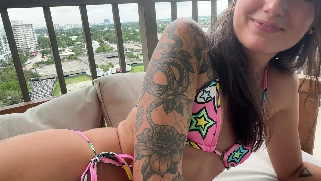HouseholdFantasy Charlotte Mae Public Balcony Sex With Teen Step Sister OnlyFans XXX